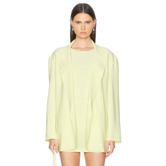 Norma Kamali Oversized Single Breasted Jacket in Butter Yellow Small New blazer